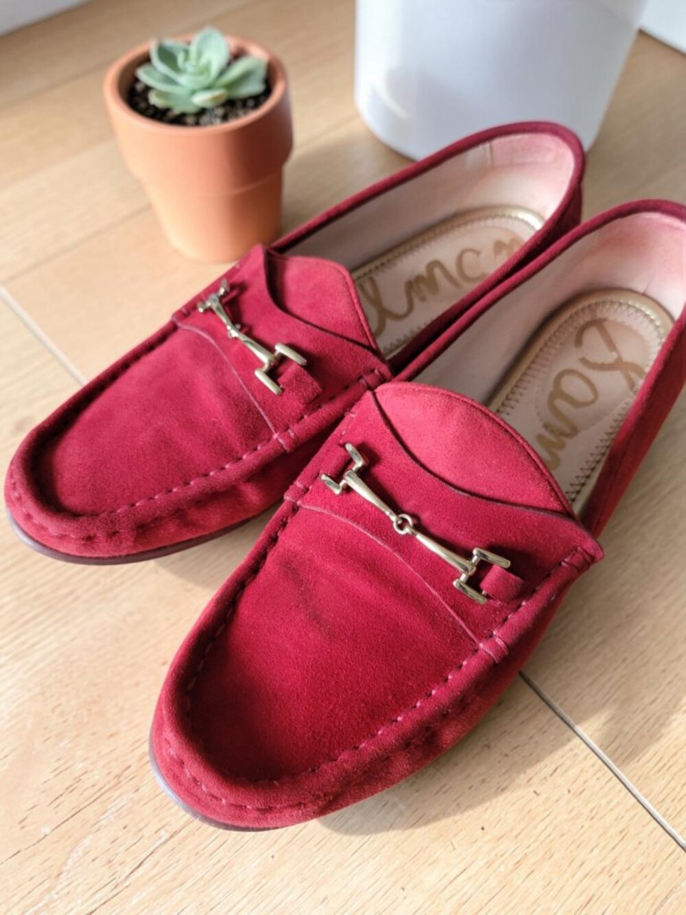 Sam Edelman Talia Suede Horsebit Loafer Moc Toe Flat Tango Red Boho